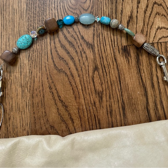 NWOT Artisan Handmade Leather & Suede Saddle Bag Purse with Beaded Strap - Picture 4 of 7